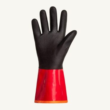 Red PVC Base Coating Resists Safety Gloves